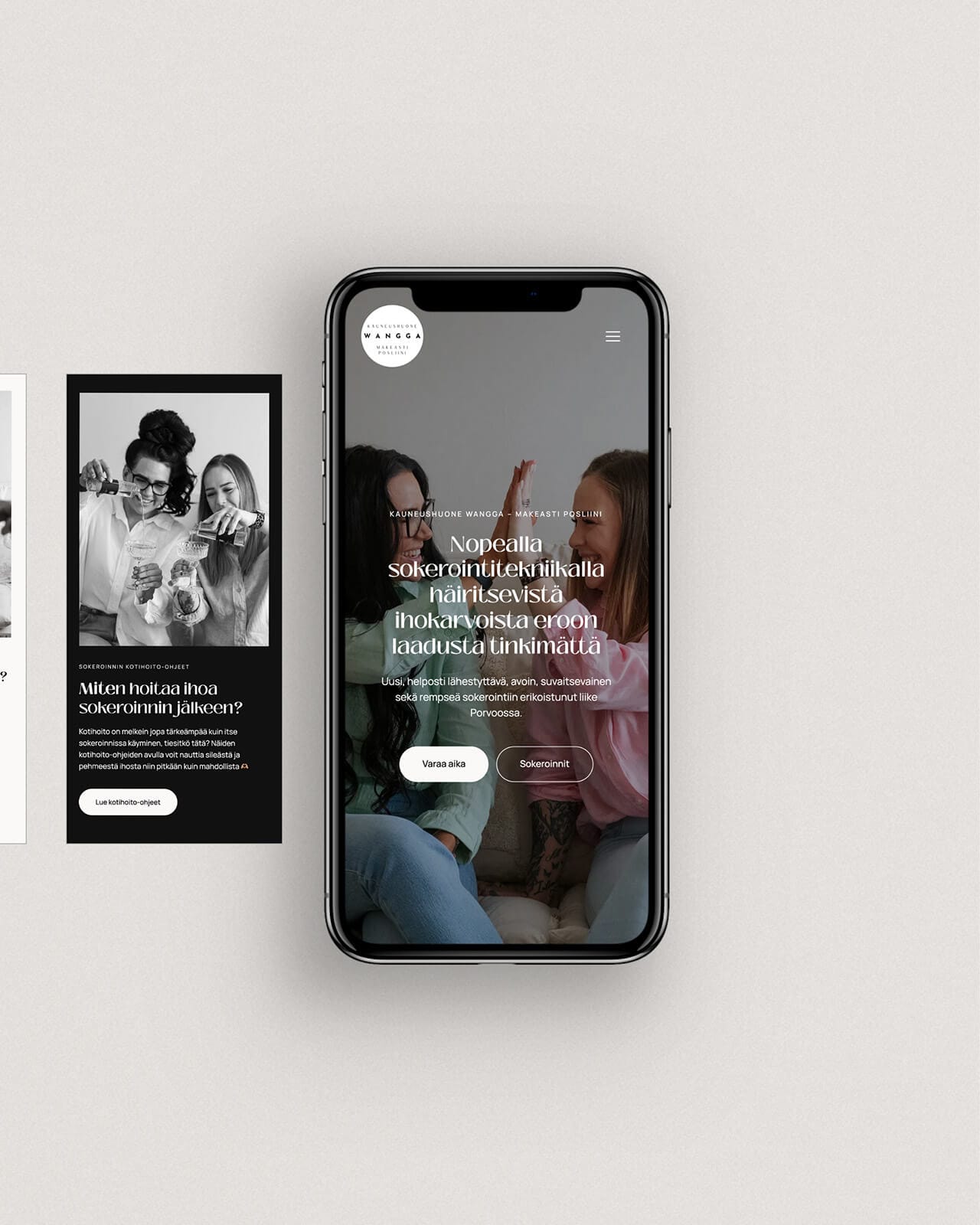 Kauneuhuone Wangga Verkkosivu uudistus Mockup kuva
